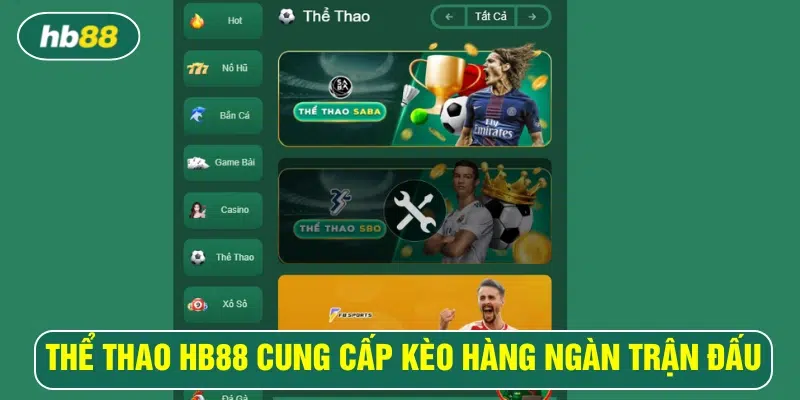 Thế giới Thể thao gói gọn trong các sảnh cược chất lượng của HB88